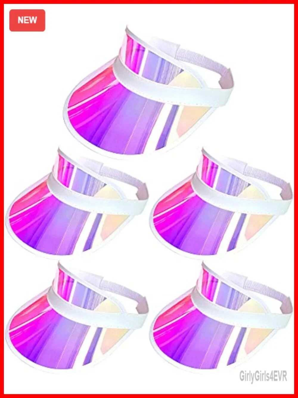 5 Pack Sun Visors Hats Women Plastic Retro Bachelorette Party Sports Beach Golf